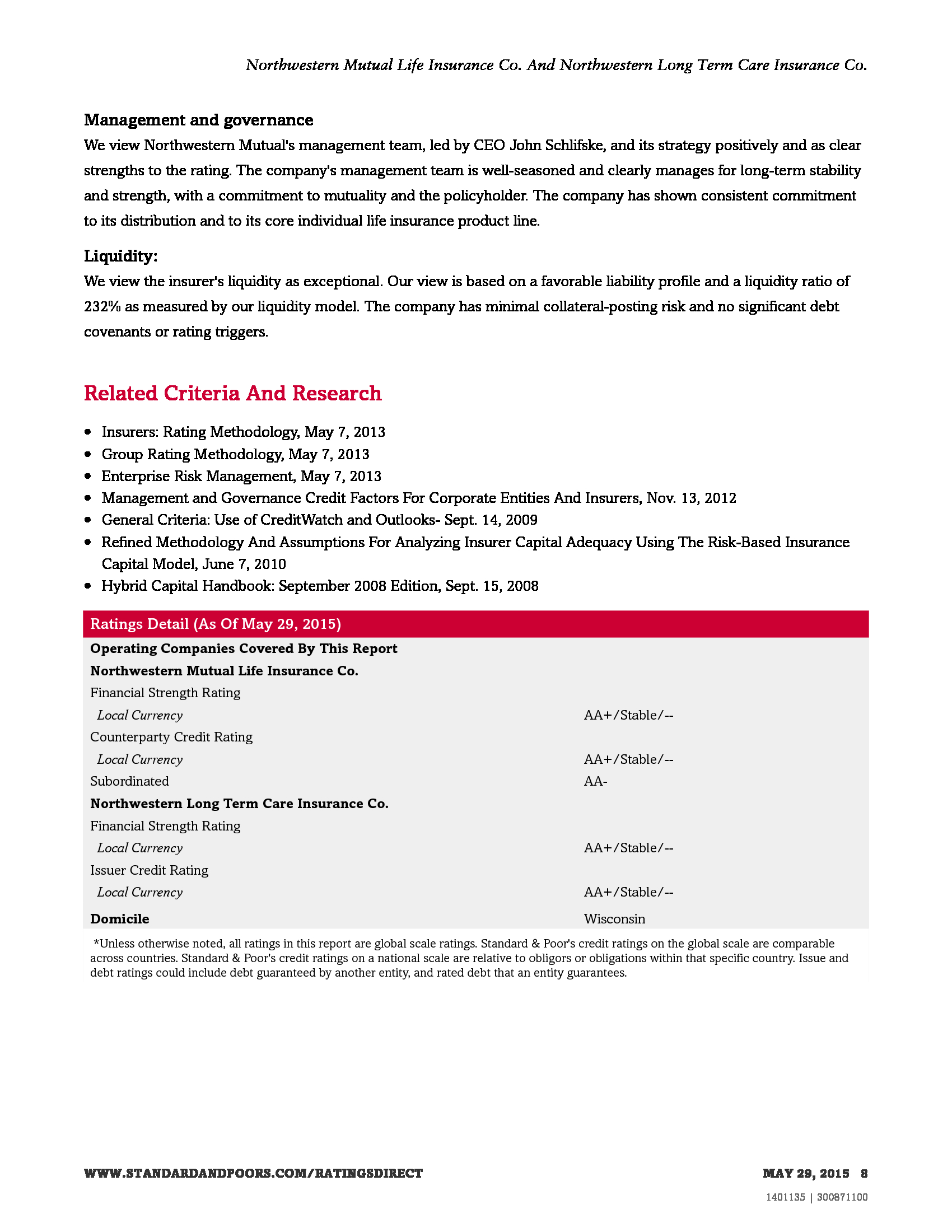 Advisorselect The Ratings Report Northwestern Mutual